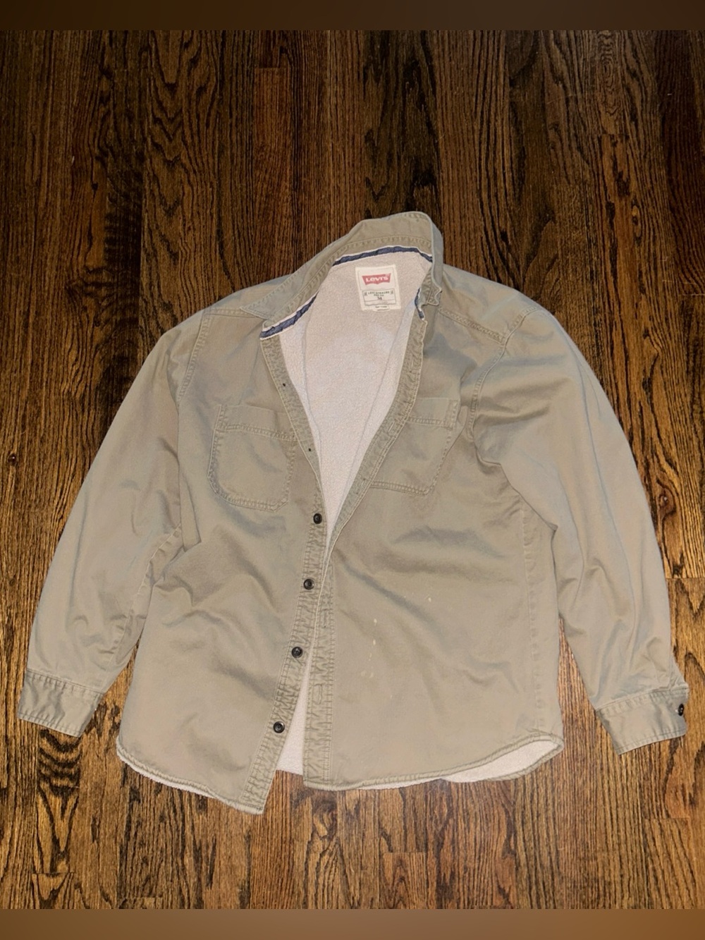 Levi's Men's Khaki Button-Up Sherpa-Lined Jacket (worked in / workwear) size M